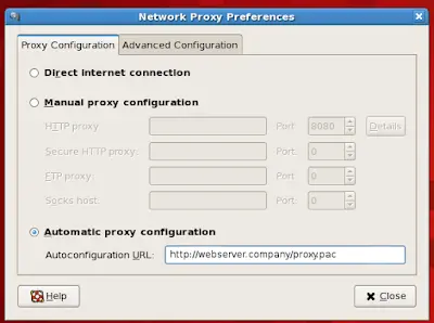 Red Hat Network Proxy Settings Dialog