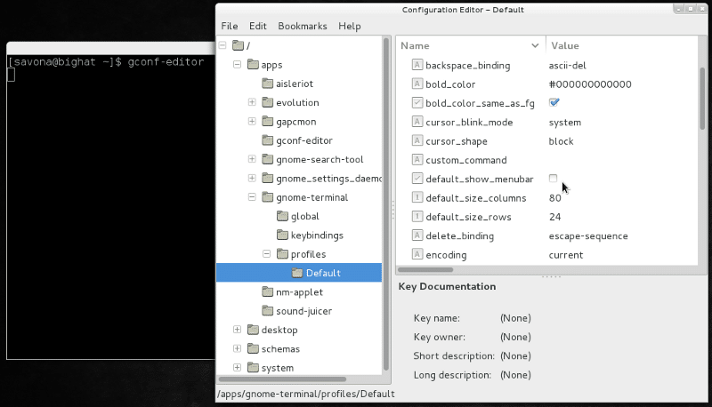 Gnome gconf settings