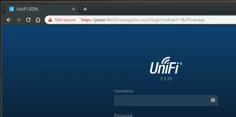 Browser screenshot on Linux showing access to a web application