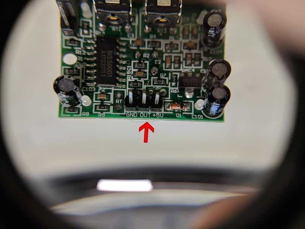 Passive Infrared Sensor Pin Labels magnified