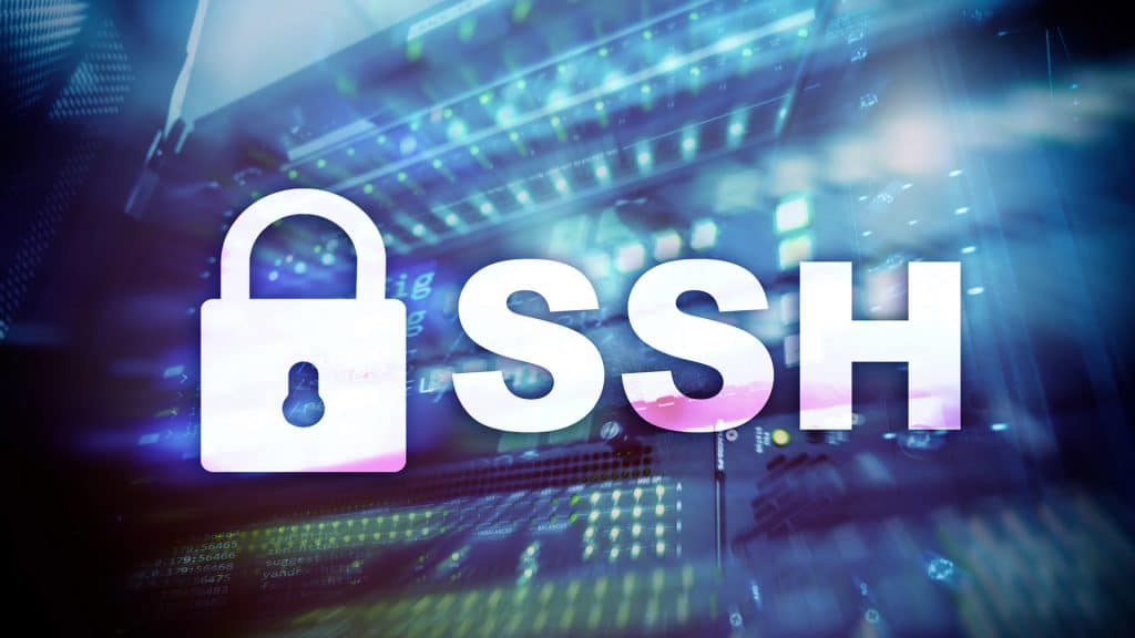 SSH with Lock on conceptual computer background