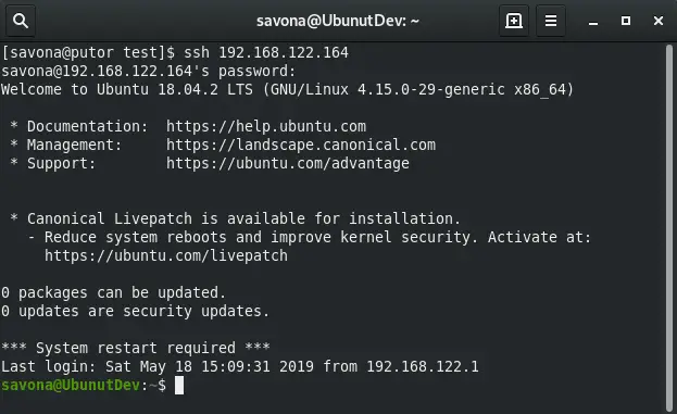 Screenshot of default Ubuntu motd showing system information