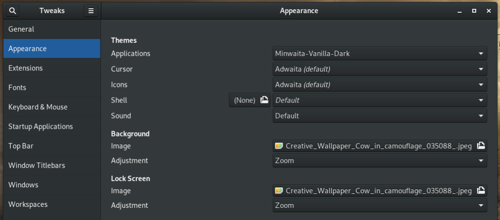 Changing desktop themes using Gnome Tweak Tool