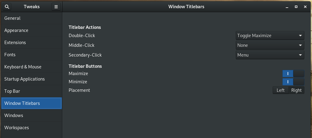 Add Maximize and Minimize buttons to the window titlebar in Gnome tweaks