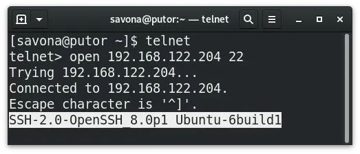 SSH banner grabbing using telnet on Ubuntu Server