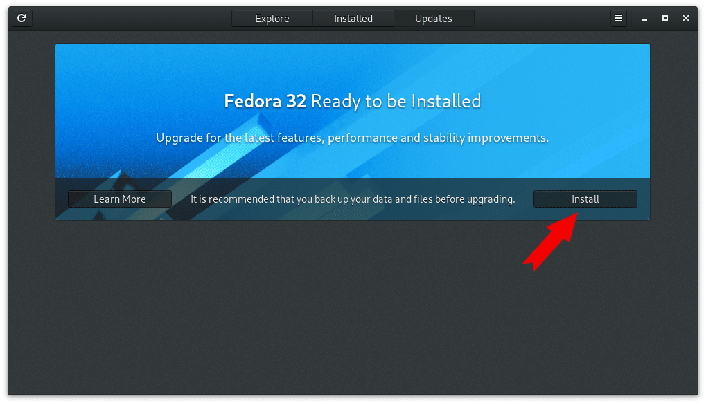 Upgrade Fedora via GUI