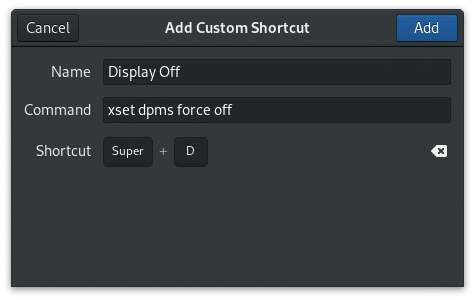 Gnome Add Custom Keyboard Shortcut Window