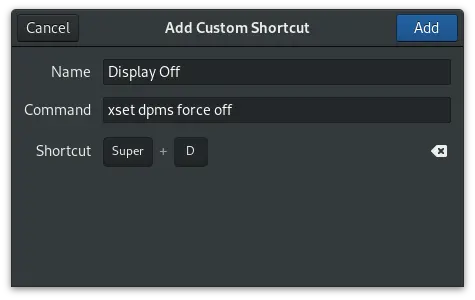 Gnome Add Custom Keyboard Shortcut Window