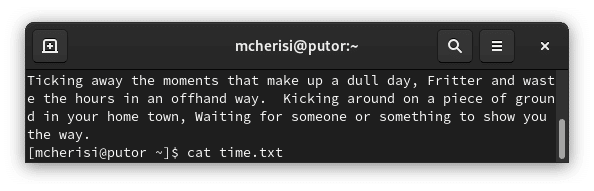 example of unformatted text on the Linux terminal