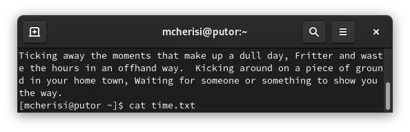example of unformatted text on the Linux terminal