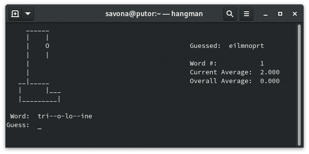 hangman on the Linux command line