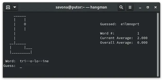 hangman on the Linux command line