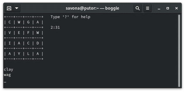 Boggle word search on the linux command line