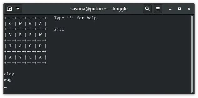 Boggle word search on the linux command line