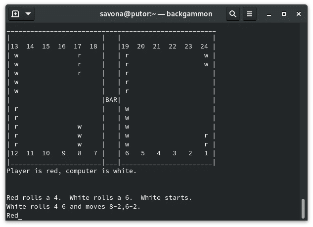 backgammon - the oldest known board game being played on the Linux command line