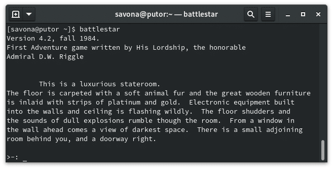 battlestar Linux text based adventure game on the command line