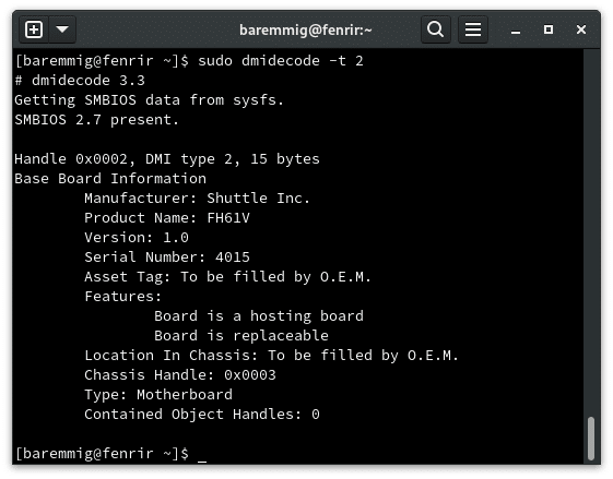 Using dmidecode to find motherboard information on the Linux command line