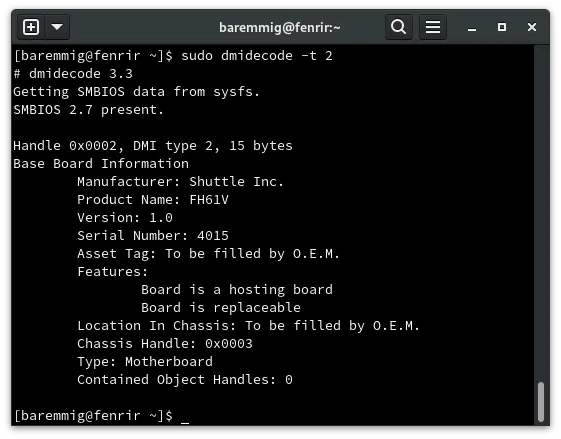 Using dmidecode to find motherboard information on the Linux command line