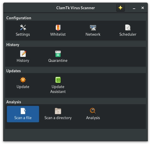ClamTk Virus Scanner Dialog with ClamAV