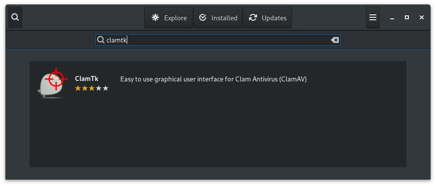Installing clamav and clamtk from the Gnome Software Center GUI