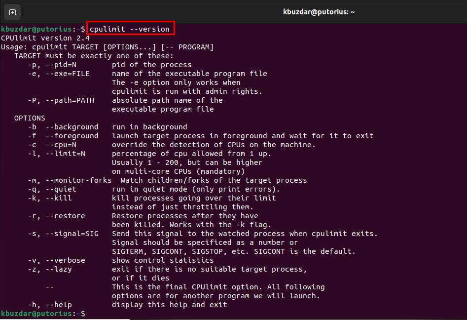 cpulimit command line monitor cpu ubuntu